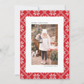 Red Fair Isle Knit Patroon Foto van Kerstmis Feestdagenkaart (Voorkant)