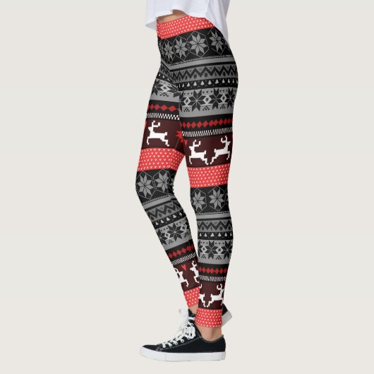Red Fair Isle Pattern Leggings (Links)