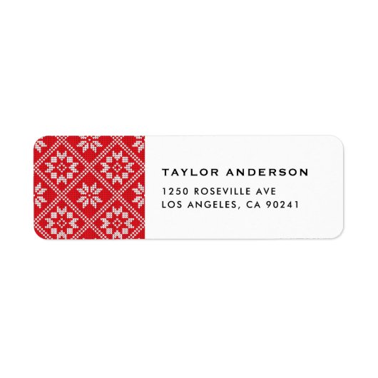 Red Fair Isle Trui gebreid patroon Kerstmis Etiket (Voorkant)