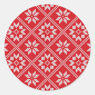 Red Fair Isle Trui gebreid patroon Kerstmis Ronde Sticker
