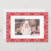 Red Fair Isle Winter Knit Pattern Foto van Kerstmi Feestdagenkaart (Voorkant)