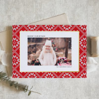 Red Fair Isle Winter Knit Pattern Foto van Kerstmi