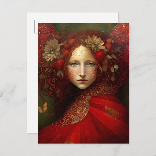 Red Fairy Fantasy Art Briefkaart (Voorkant / Achterkant)
