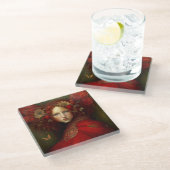 Red Fairy Fantasy Art Glazen Onderzetter (Schuin)