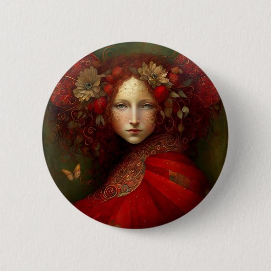Red Fairy Fantasy Art Ronde Button 5,7 Cm (Voorkant)