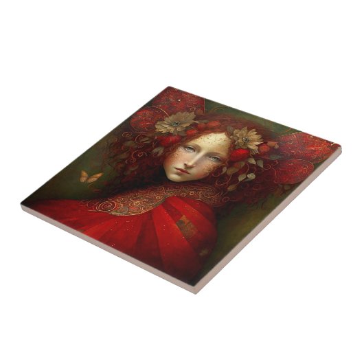Red Fairy Fantasy Art Tegeltje (Zijkant)