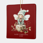 Red Fairy Merry Christmas Keramisch Ornament (Links)