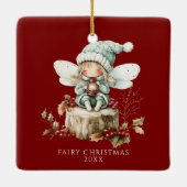 Red Fairy Merry Christmas Keramisch Ornament (Achterkant)
