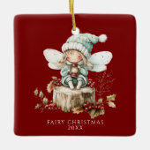 Red Fairy Merry Christmas Keramisch Ornament (Voorkant)