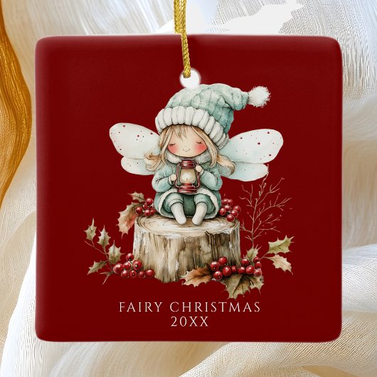 Red Fairy Merry Christmas Keramisch Ornament