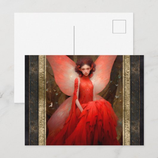 Red Fairy Vrouw Fantasy Kunst Briefkaart (Voorkant / Achterkant)