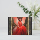 Red Fairy Vrouw Fantasy Kunst Briefkaart (Staand voorkant)