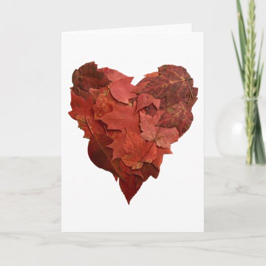 Red Fall Leaves Heart Card Feestdagen Kaart (Voorkant)