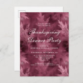 Red Fall verlaat Thanksgiving Dinner Party Uitnodiging Briefkaart (Voorkant / Achterkant)