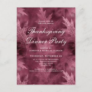 Red Fall verlaat Thanksgiving Dinner Party Uitnodiging Briefkaart