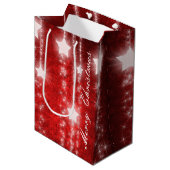 Red Falling Stars Holiday Gift Bag Medium Cadeauzakje (Voorkant Gekanteld)
