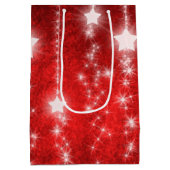 Red Falling Stars Holiday Gift Bag Medium Cadeauzakje (Achterkant)