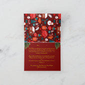 Red Family Christmas Card with Letter Bedankkaart (Binnen)