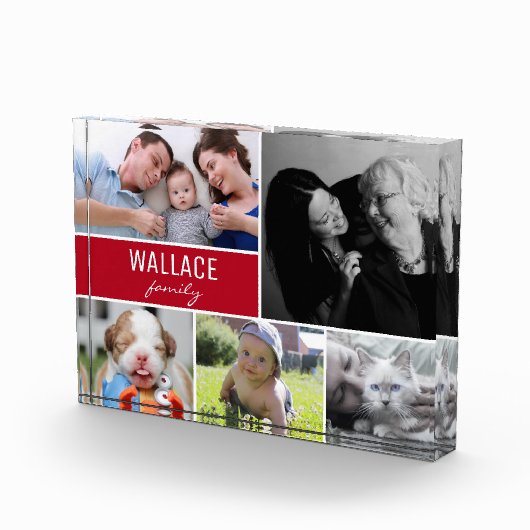 Red Family Multiple Photo Collage kerstcadeau Fotoblokken (Rechts)