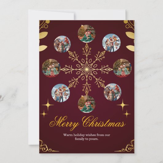 Red Family Photo Christmas Card Bedankkaart (Voorkant)