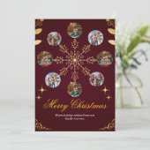 Red Family Photo Christmas Card Bedankkaart (Staand voorkant)