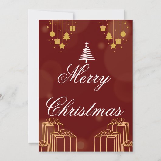 Red Family Photo Christmas Card Bedankkaart (Achterkant)