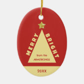 Red Family Photo Minimalist Keepsake Keramisch Ornament (Voorkant)