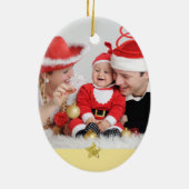 Red Family Photo Minimalist Keepsake Keramisch Ornament (Achterkant)