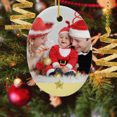 Red Family Photo Minimalist Keepsake Keramisch Ornament