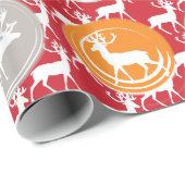 Red Family Photo Reindeer Kerstmis Merry Bright Cadeaupapier (Rol Hoek)