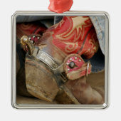 Red Fancy Cowboy Boot Kerstversiering Metalen Ornament (Voorkant)