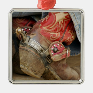 Red Fancy Cowboy Boot Kerstversiering Metalen Ornament