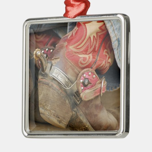 Red Fancy Cowboy Boot Kerstversiering Metalen Ornament (Links)