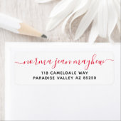 Red Fancy handschrift Script Return-adres Etiket (Insitu)