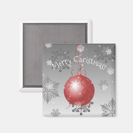 Red Fancy kerstsiernet Magnet (Voorkant / Achterkant)