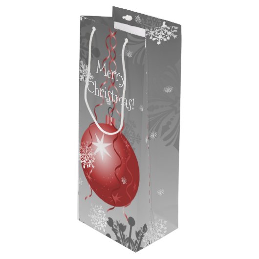 Red Fancy kerstsiertas Wijn Cadeautas (Voorkant Gekanteld)