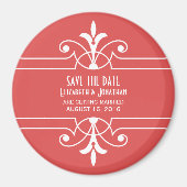 Red Fancy Ornamental Save the Date Magnet (Voorkant)