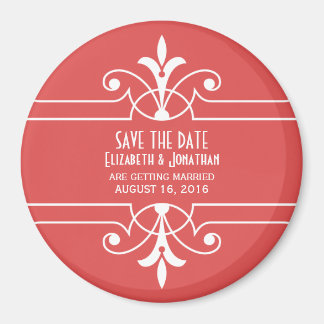 Red Fancy Ornamental Save the Date Magnet
