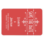 Red Fancy Ornamental Save the Date Magnet Magneet (Horizontaal)
