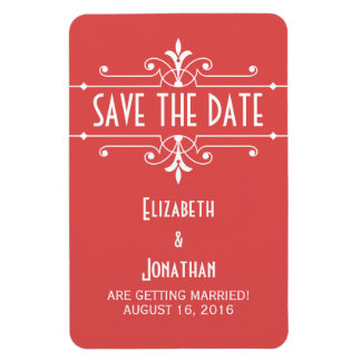 Red Fancy Ornamental Save the Date Magnet Magneet