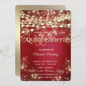 Red fancy String licht gouden vonk Kaart (Voorkant / Achterkant)