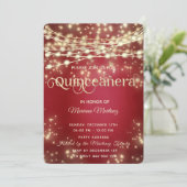 Red fancy String licht gouden vonk Kaart (Staand voorkant)