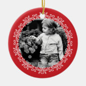 Red Fancy Swirls Photo Lijst Keramisch Ornament (Voorkant)