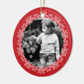 Red Fancy Swirls Photo Lijst Keramisch Ornament (Links)