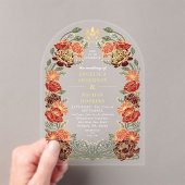 Red Fantasy Enchanted Floral Garden Wedding Arch Acryl Uitnodigingen (Insitu (Draagbaar))