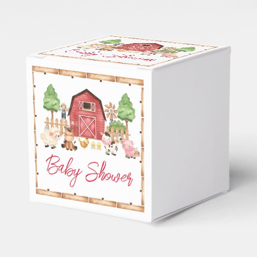 Red Farm Animals Baby shower Bedankdoosjes (Voorkant Zijde)