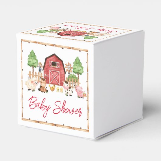 Red Farm Animals Baby shower Bedankdoosjes (Achterkant)