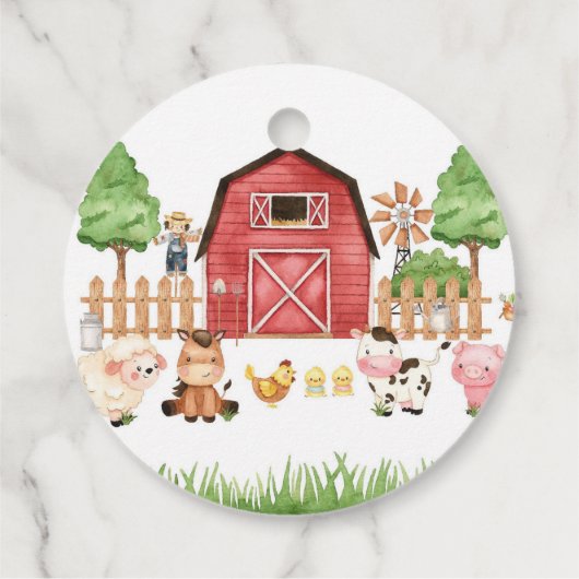 Red Farm Animals Baby shower Bedankjes Labels (Achterkant)