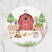 Red Farm Animals Baby shower Bedankjes Labels (Voorkant)