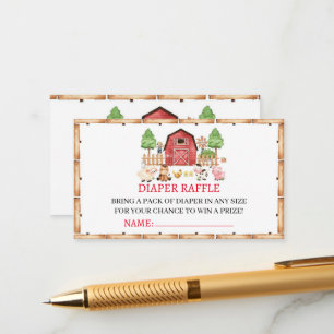 Red Farm Animals Baby shower Informatiekaartje